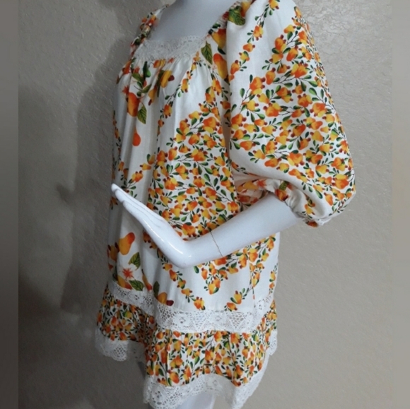 Atelier Nicole Miller Cashew Fruit Print Boho Tunic Top. NWOT - Picture 4 of 16